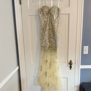 Gold Sequin Strapless Gown